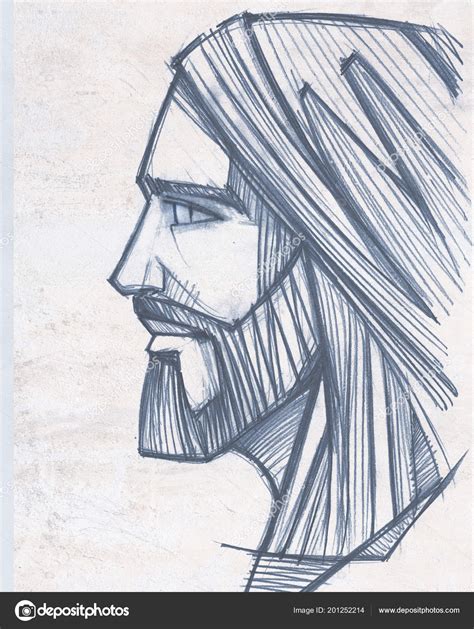 Desenho Rosto Jesus Cristo Lápis Mão Desenhada — Fotografias De Stock