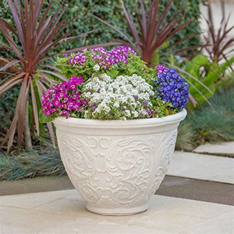 Hardy Outdoor Antique White Finished Cast Stone Planter G