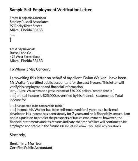 Self-Employment Verification Letter (Free Templates & Guide)