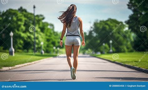 Pretty Girl Running In Nature Sports Girl Running Young Woman Stock Illustration