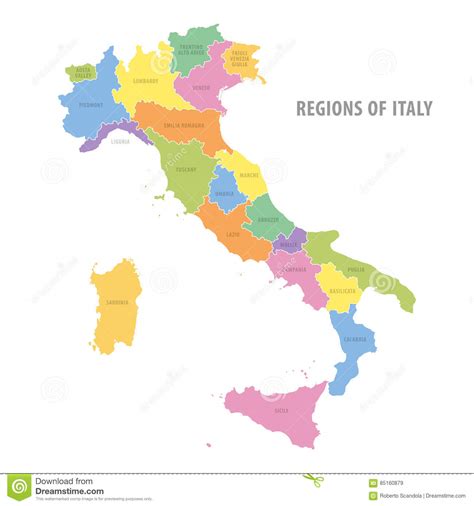 Administrative Color Vector Map Of Italy Stock Vector Illustration Of