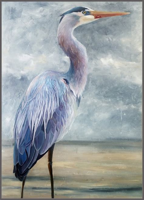 Great Blue Heron 1 Original Contemporary Acrylic Painting With