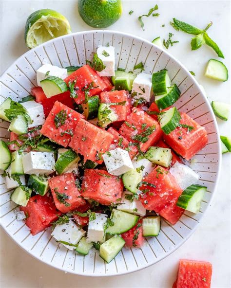 SIMPLE Watermelon Cucumber Feta Salad Clean Food Crush
