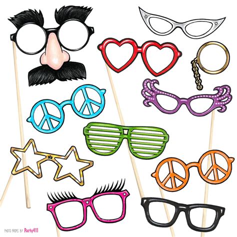 14 Photo Booth Props Fun Glasses Instant Download Free Etsy