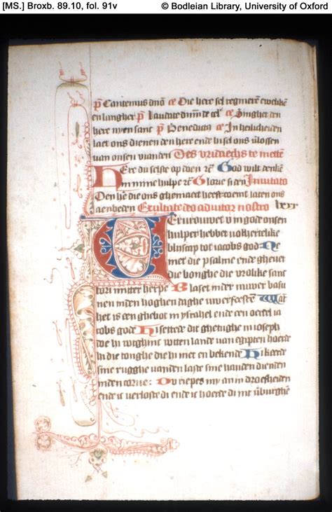 Illuminated Manuscript Ms Broxb 8910 Psalter Hours In Dutch