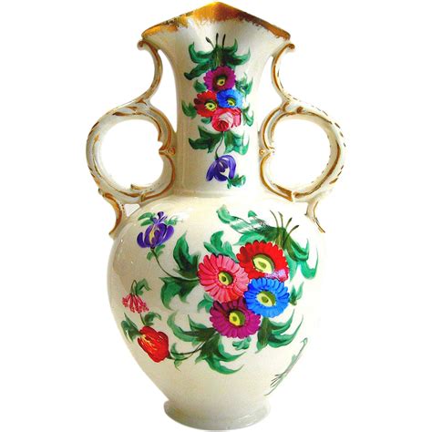 Antique Floral Porcelain Vase By Doulton Burslem From