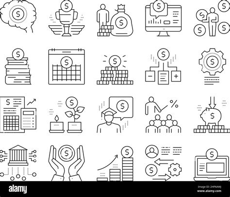 Financial Education Collection Icons Set Vector Stock Vector Image