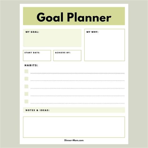 Paper And Party Supplies Paper Printable Planner Sheets Goal Digger
