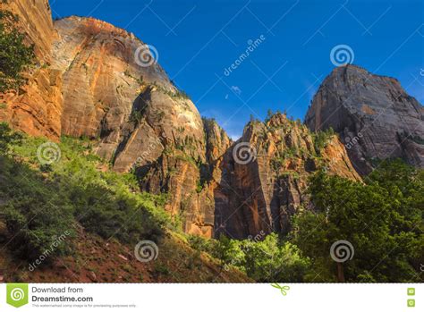 Zion National Park At Sunset Utah Stock Image Image Of Eroding