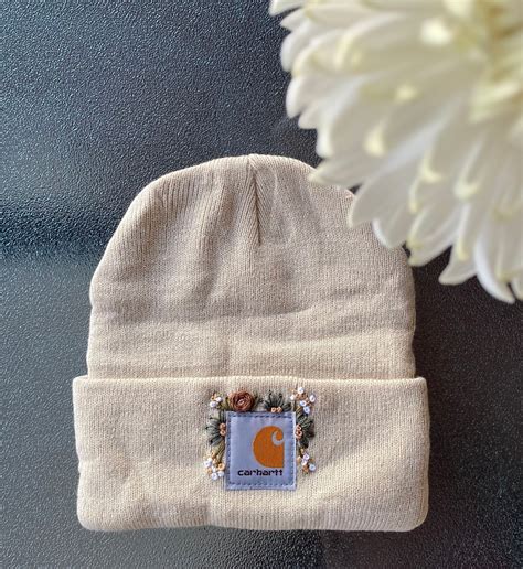 Custom Adult Floral Embroidered Carhartt Beanie Etsy