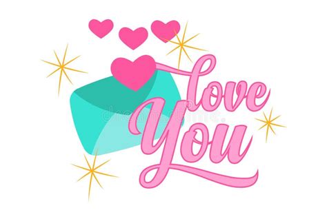 Vector Cartoon Illustration Of Letter With Love You Text Stock Vector