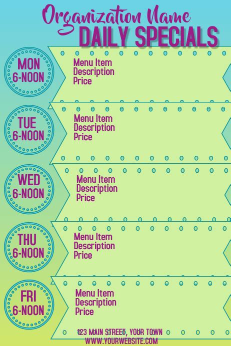 Daily Specials Menu Template Postermywall