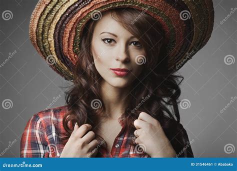 Beautiful Girl With Sombrero Portrait Stock Image Image 31546461