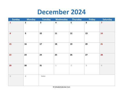 2024 Printable December Calendar With Holidays 2024 Calendar Printable