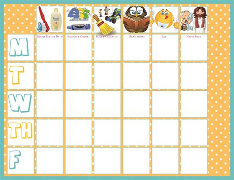 Amazing Preschool Chore Chart Shapes For Kindergarten Pdf