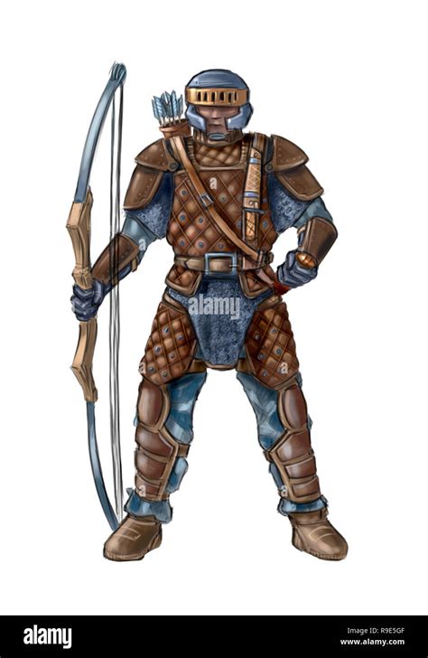 Concept Art Fantasy Illustration Of Archer In Leather Armor With Bow