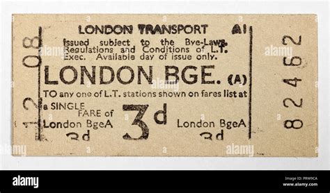 Vintage 1950s London Underground Ticket London Bridge Station Stock