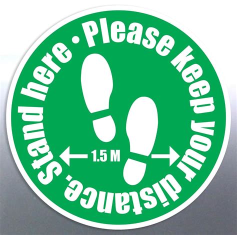 5 Please Keep Your Distance Stand Here Floor Sticker Decal Safe 15