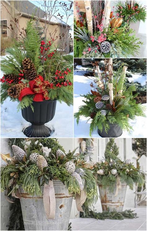 20 Beautiful Winter Planter Ideas Christmas Planters Outdoor