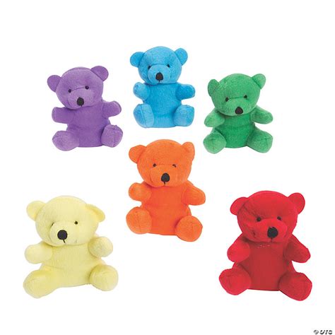 Mini Bright Stuffed Bears 12 Pc Oriental Trading