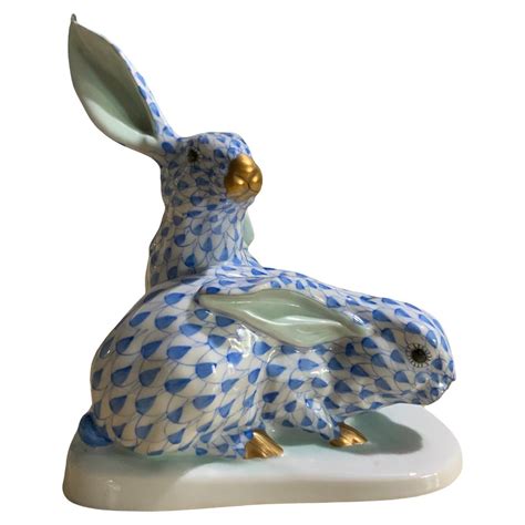 輸入市場オンラインストアherend Teacup Bunny Rabbit Porcelain Figurine Rust Fishnet