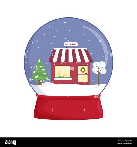 Snow Globe With A Town Winter Wonderland Scenes In A Snow Globe Stock