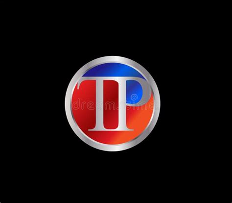 Tp Initial Circle Shape Silver Red Blue Color Later Logo Desi Stock