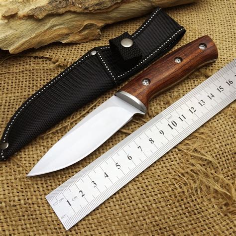 Warrior Camping Fixed Knives440 Blade Solid Wood Handle Small Hunting