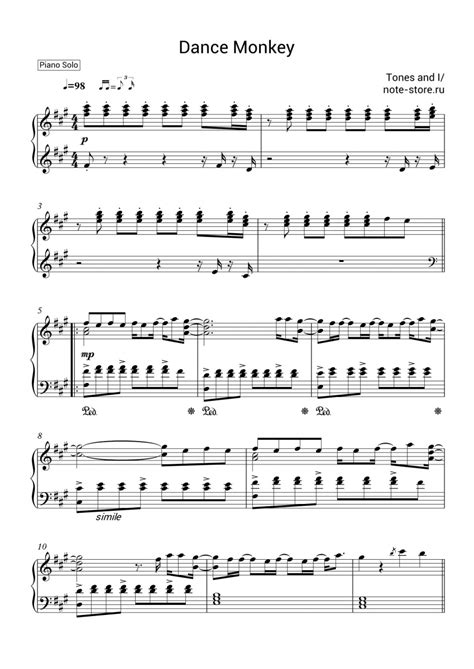 Tones And I Dance Monkey Sheet Music For Piano Download Pianosolo