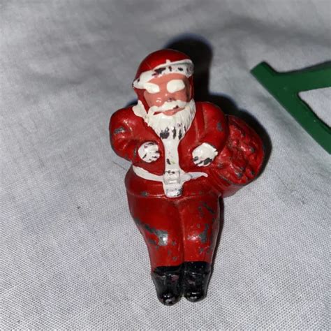 Vintage Barclay Lead Toy Christmas Putz Train Layout Santa Sleigh And