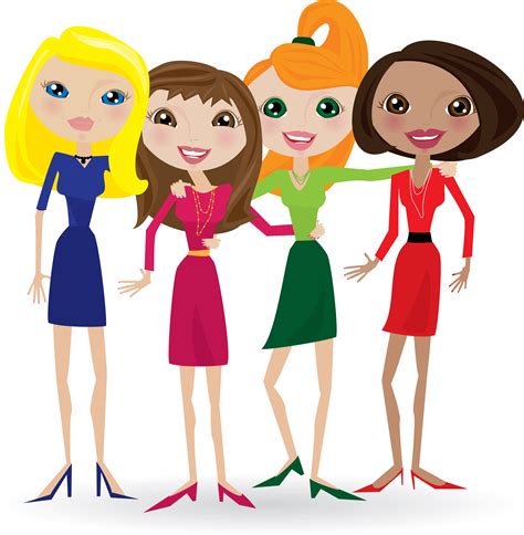 Female Group Of Friends Clipart