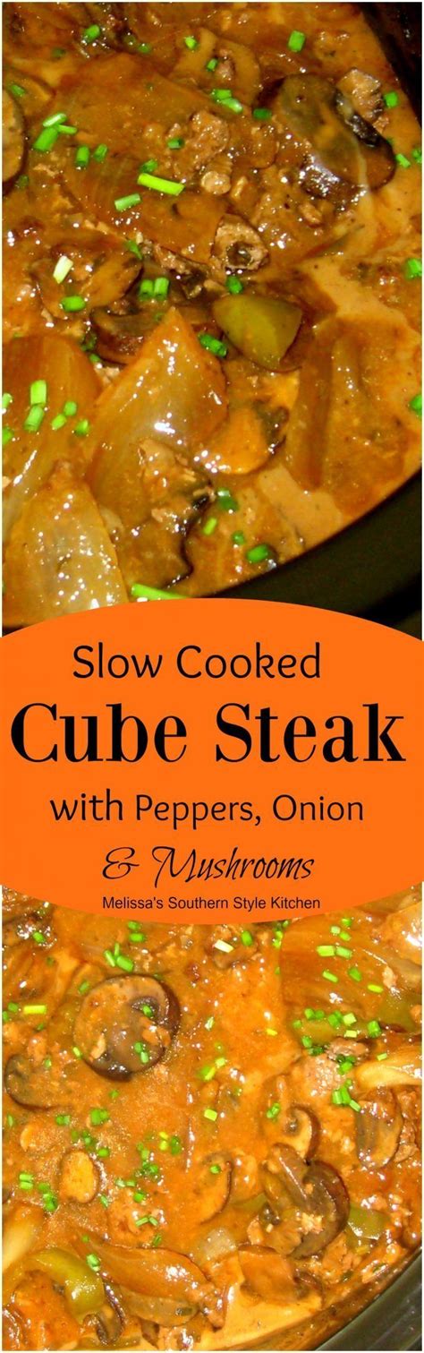 In another pan melt butter and add chopped onions and garlic and cook once dough is all rolled into balls submerge into slow cooker under the gravy and keep cooking for about 30 to 40 minutes. Slow Cooked Cubed Steak with Peppers, Onions And Baby ...