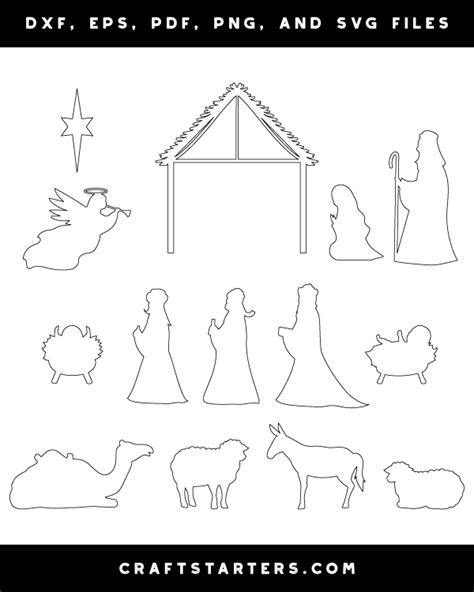 Nativity Scene Maker Outline Patterns Dfx Eps Pdf Png And Svg Cut