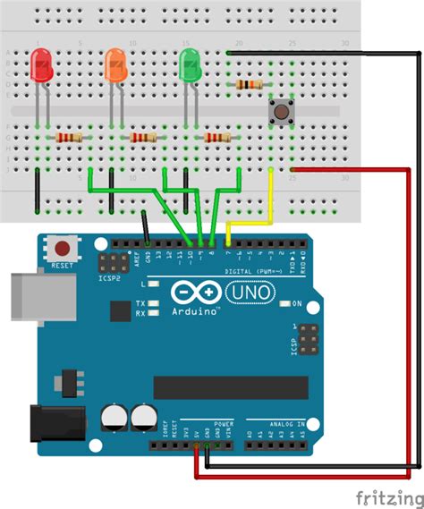 Arduino Led And One Push Button Arduino Projects Arduino Arduino Led