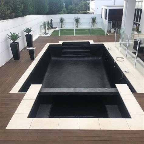 Black Pool Interior In 2023 Pool Landscaping Swimming Pools Backyard