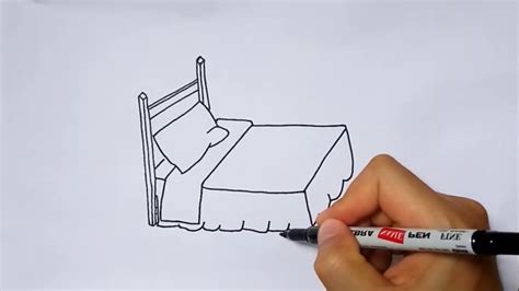 How To Draw A Bed Sketch Step By Step Drawing Easy Bed Outline