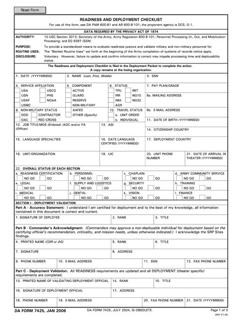 Da Form 7425 Printable Printable Forms Free Online