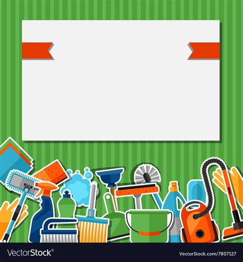 Housekeeping Background With Cleaning Sticker Vector Image