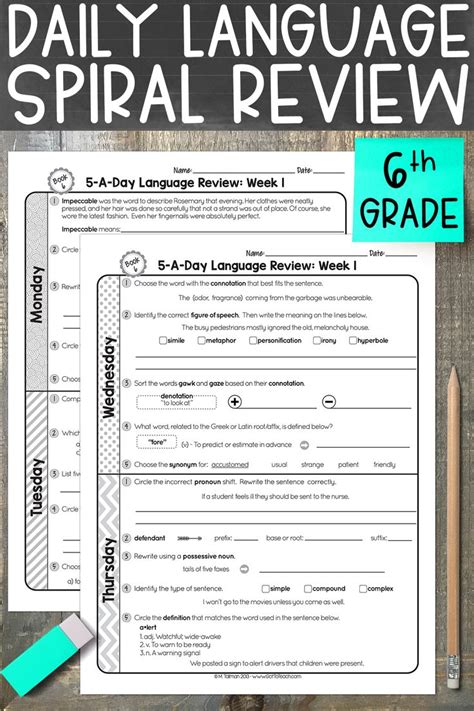 grade daily language spiral review teacher