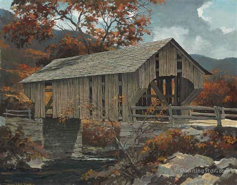 The Covered Bridge Autumn Artwork By Eric Sloane Oil Painting And Art