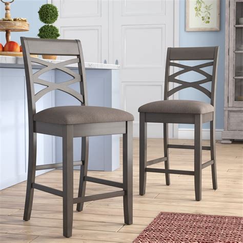 Sold and shipped by lamps plus. Gracie Oaks Jeanine Wood Double Cross Back 24" Bar Stool & Reviews | Wayfair