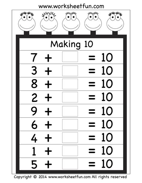 Free Making 10 Worksheet Math Addition Worksheets Math For Kids