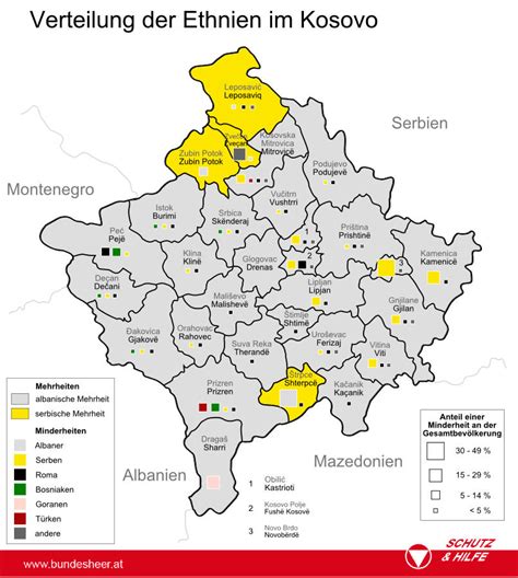 Online maps karte von kosovo (land / staat). Verteilung der Ethnien im Kosovo
