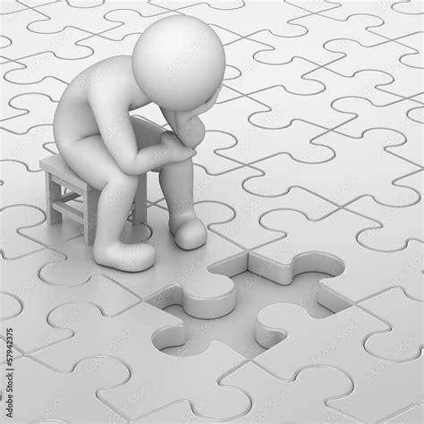 Frustration 3d Human And One Missing Puzzle Piece Stock Illustration