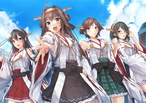 1194874 Anime Girls Arms Up Japanese Clothes Kongou Kancolle Kantai Collection Oouso