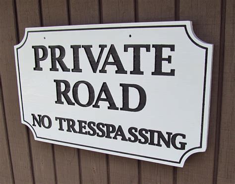 Double Sided Private Road No Trespassing Carved Cedar Wood Sign ...