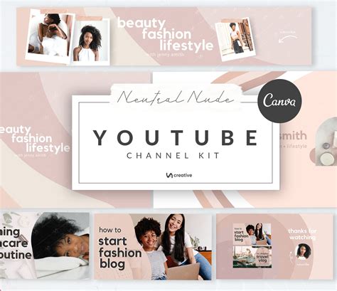 Neutral Nude YouTube Banner YouTube Channel Art Branding YT Etsy