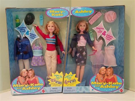 1999 mattel lot of 2 dolls mary kate and ashley olsen in pajama parties rule these new dolls