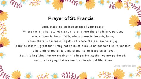 Prayer Of St Francis Peace Prayer Young Catholics