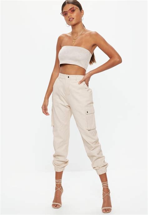 Sand Plain Cargo Trousers Missguided Pants For Women Trousers